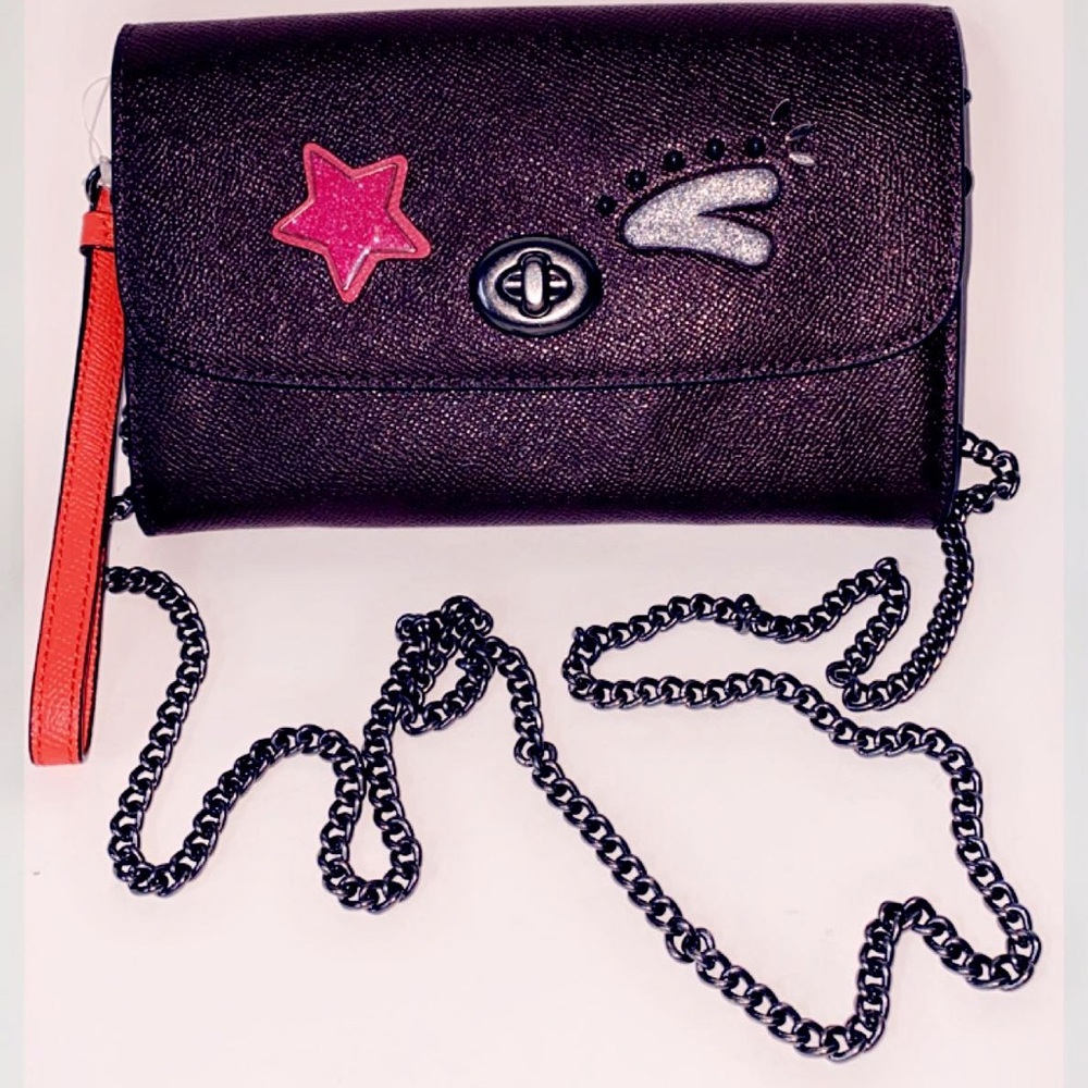 New Coach Bear Chain Crossbody Handbag Qb/oxblood - Picture 11 of 16